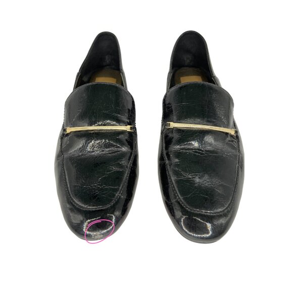 Black Patten Leather Dolce Vita Stella Loafers with Gold Hardware - Picture 3 of 5